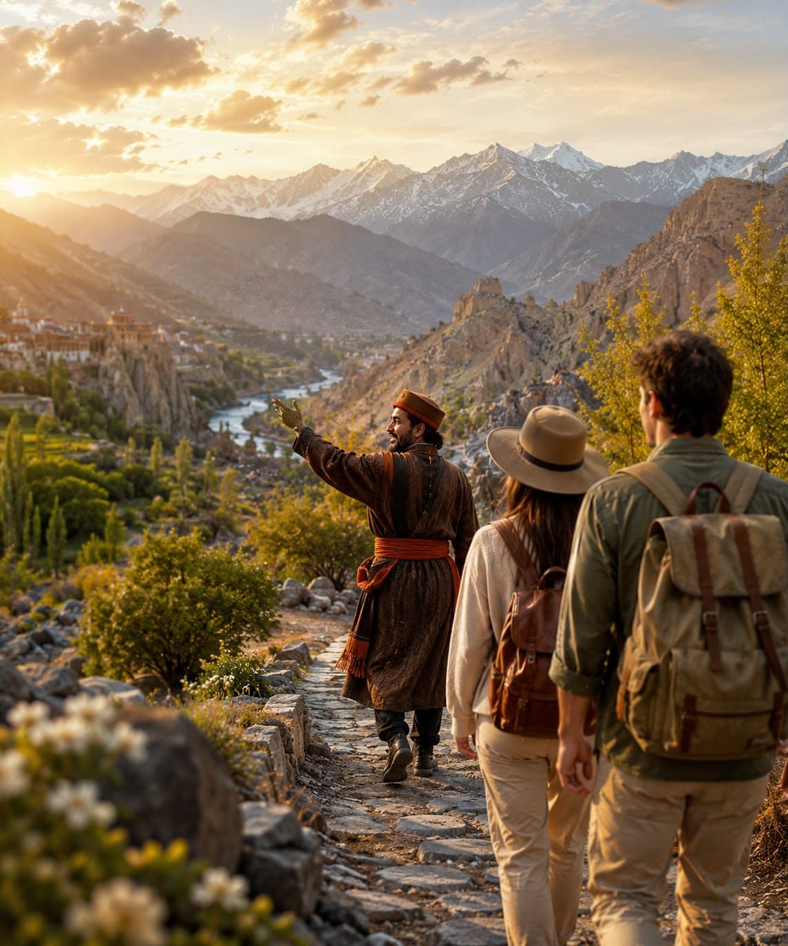 A local guide leading the way through a scenic landscape