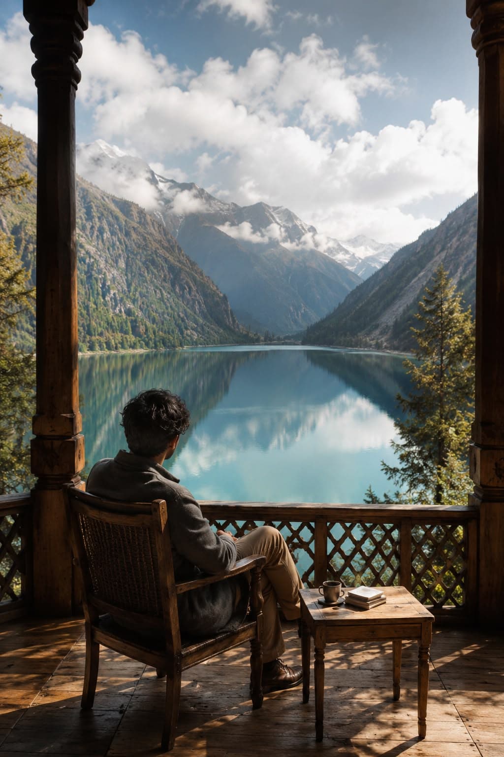 A traveller pausing quietly to take in a private moment