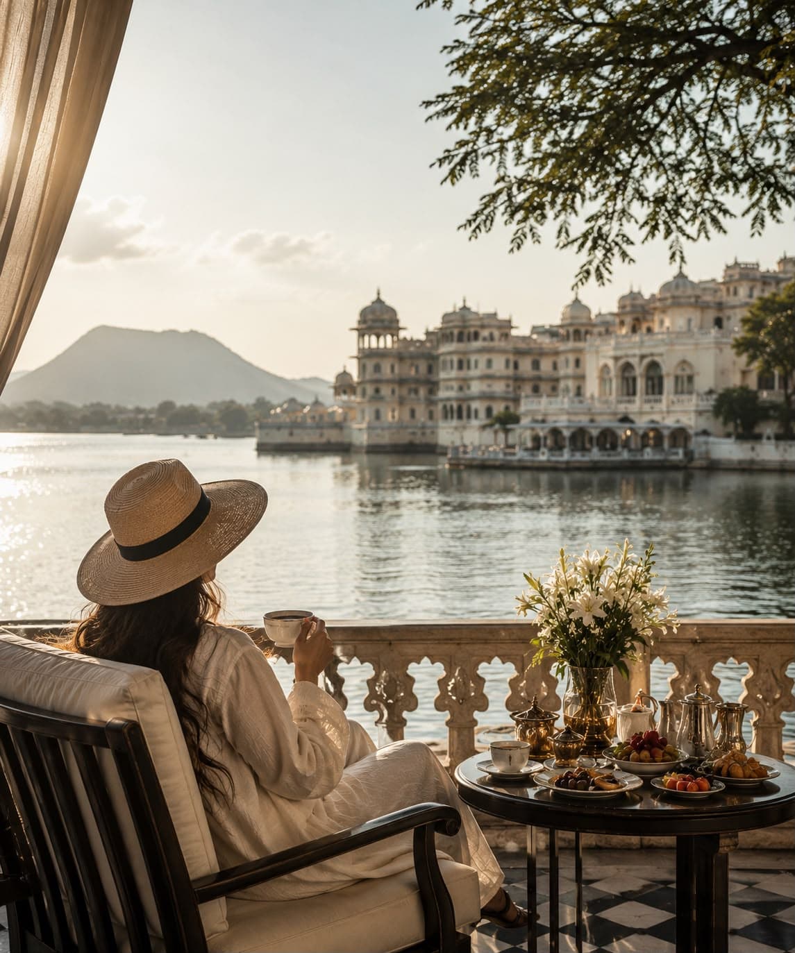 A quiet moment of luxury travel captured in soft natural light