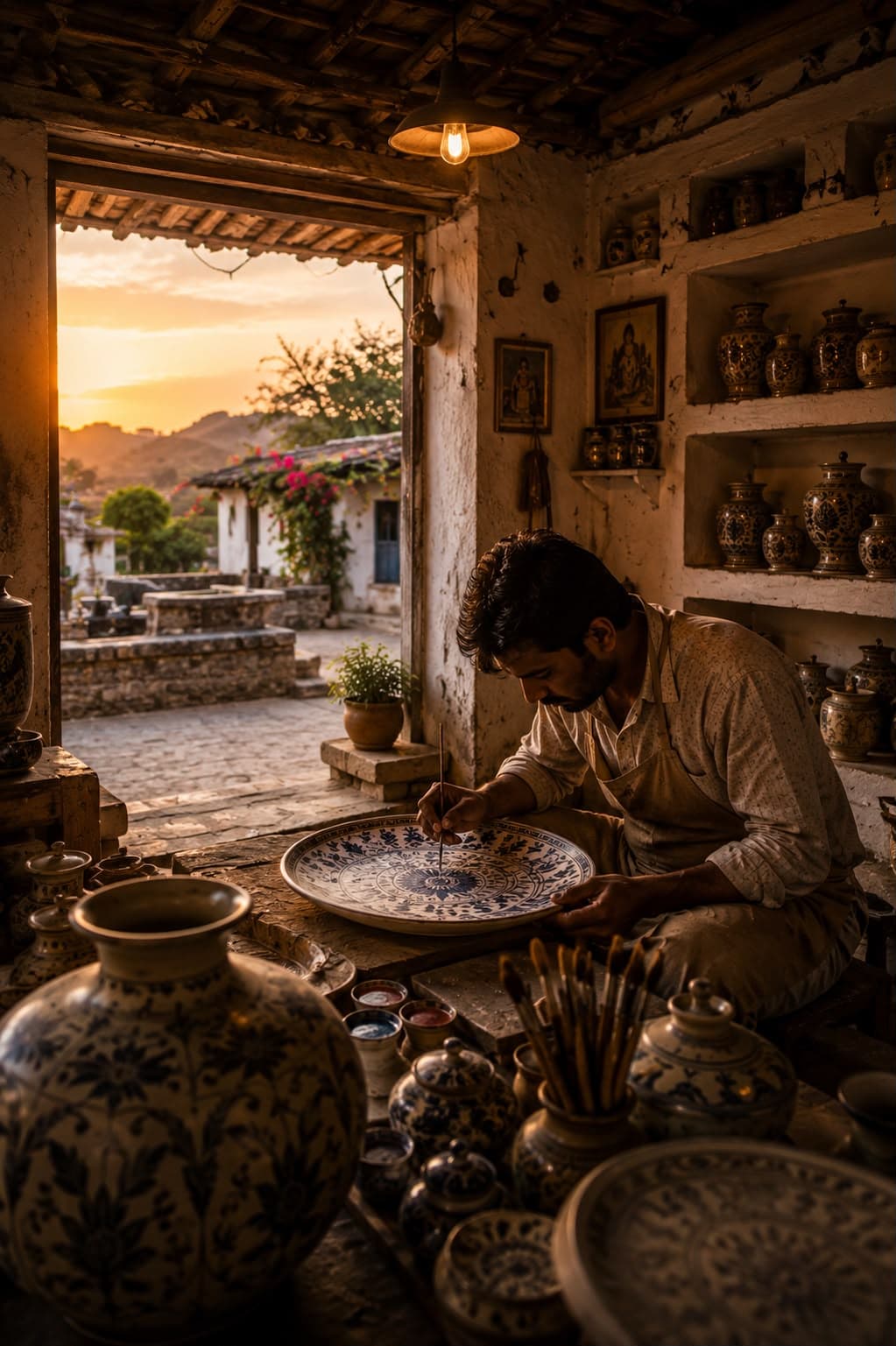 An artisan's workshop in a village outside Udaipur
